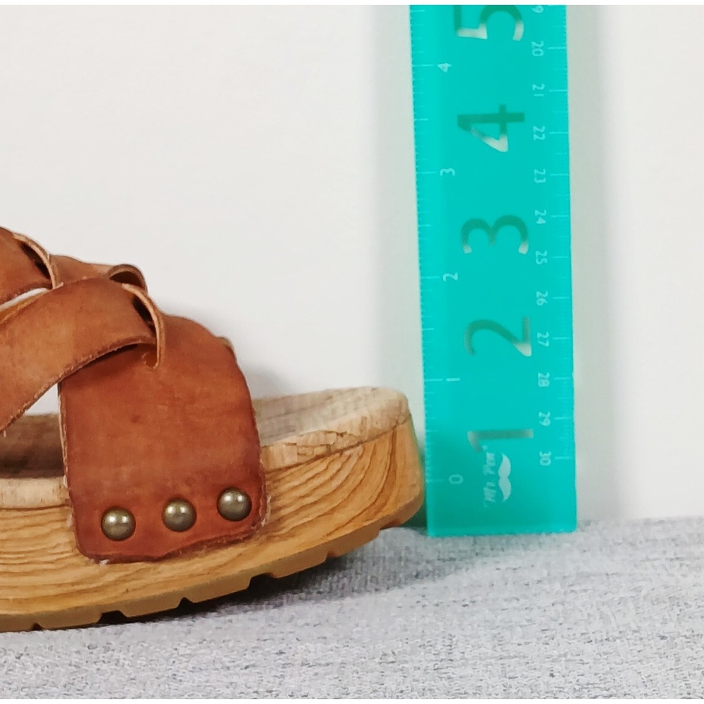 Womens Kork-Ease Tia Brown Leather Platform Block Heel Sandals Sz 10 Chunky Boho - Picture 12 of 14